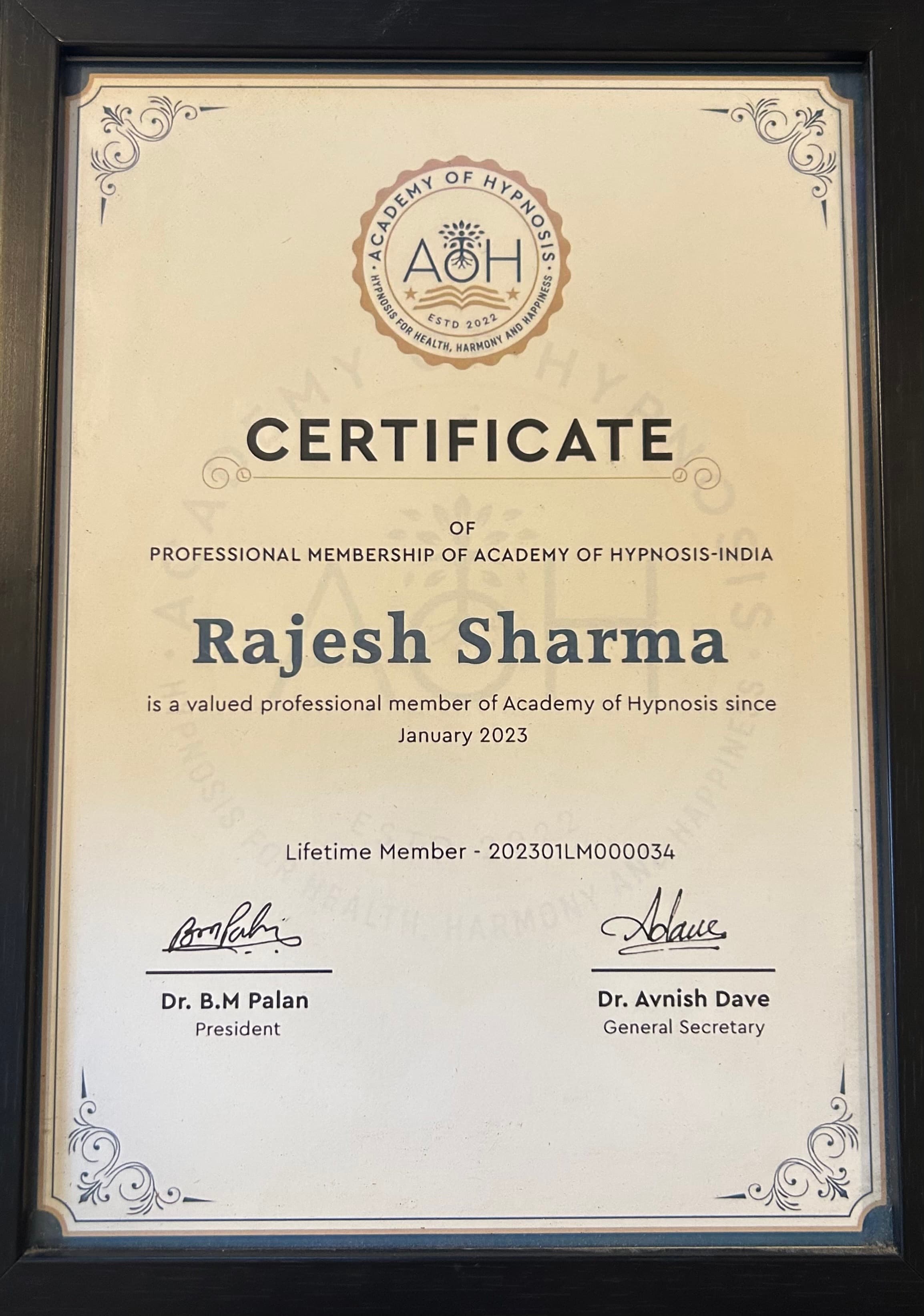 Lt Col Rajesh Sharma (Retd)'s degree certificate